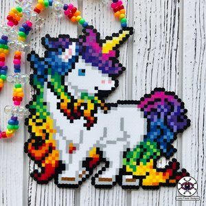 Rainbow Unicorn Perler Necklace
